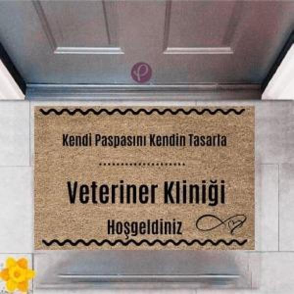 Kapı Önü Paspası Dekoratif Dijital Baskı Veteriner Kliniği P-2540 - Image 1