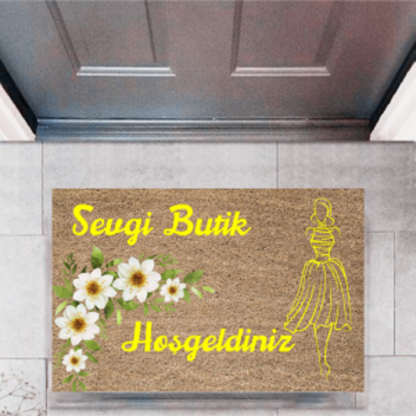 Kapı Önü Paspası Dekoratif Dijital Baskı Butik Hoşgeldiniz P-2445 - Image 1