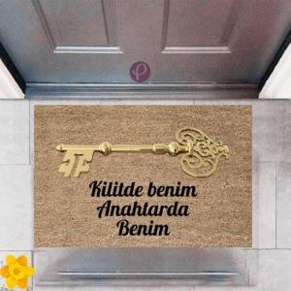 Kapı Önü Paspası Dekoratif Dijital Baskı Anahtar P-2481 - Image 1