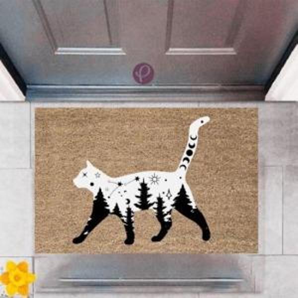 Kapı Önü Paspası Dekoratif Dijital Baskı Kedi P-2494 - Image 1