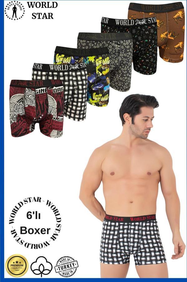 Aria's Closet 6'lı Pamuklu Karışık Desenli Erkek Boxer - Image 1