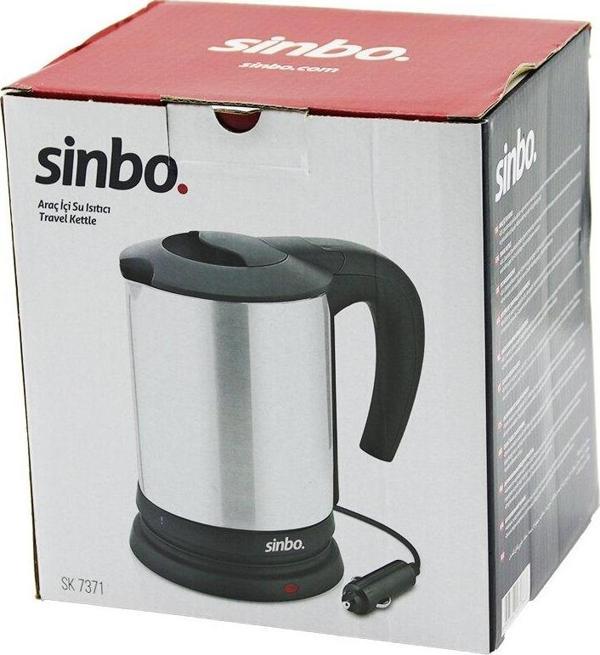 SİNBO SK-7371  12V  ARAÇ İÇİ KETTLE  PASLANMAZ ÇELİK  SU ISITICISI  0.8LT   120W   ÇAKMAKLIK FİŞLİ   PLASTİK KAPAK - KULP (5060) - Image 1