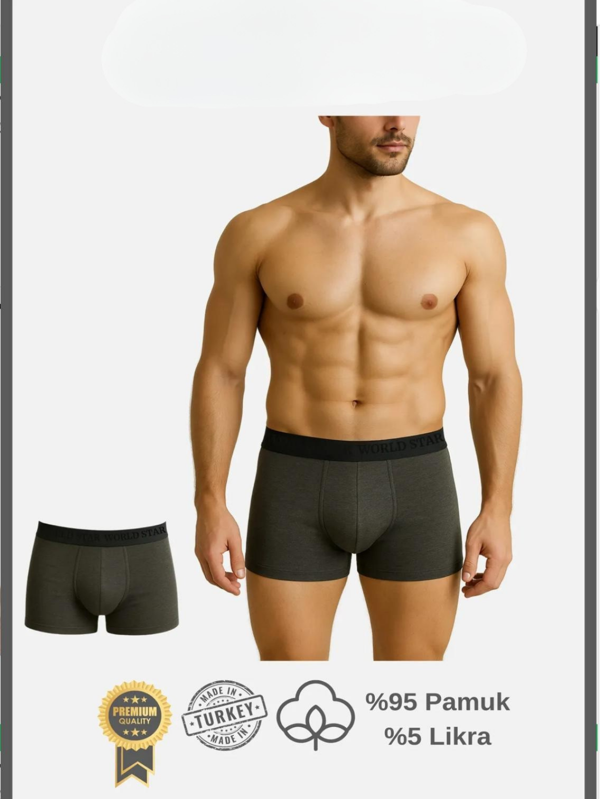 Aria's Closet Pamuklu Düz Antrasit Renk Erkek Boxer - Image 1