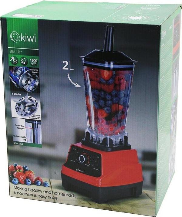 KİWİ KSB-2251 PRO STANDLI BLENDER BUZ KIRICI ÇOK AMAÇLI BLENDER DOĞRAYICI 1500W6 BIÇAKHAZNE=2LT 9 KADEME HIZ (5060) - Image 1
