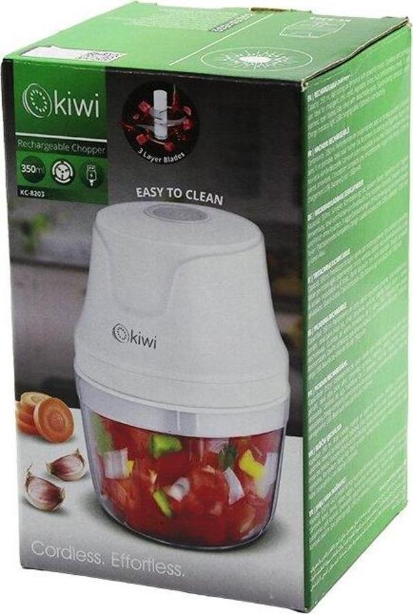 KİWİ KC-8203  USB ŞARJLI MİNİ   3 BIÇAKLI  BLENDER RONDO GIDA DOĞRAYICI  350ML=MİKA KRİSTAL HAZNE (5060) - Image 1