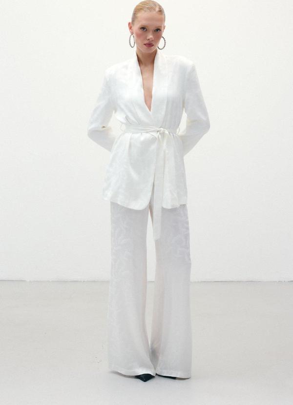 Jakar Saten Pantolon - Ekru - Image 1