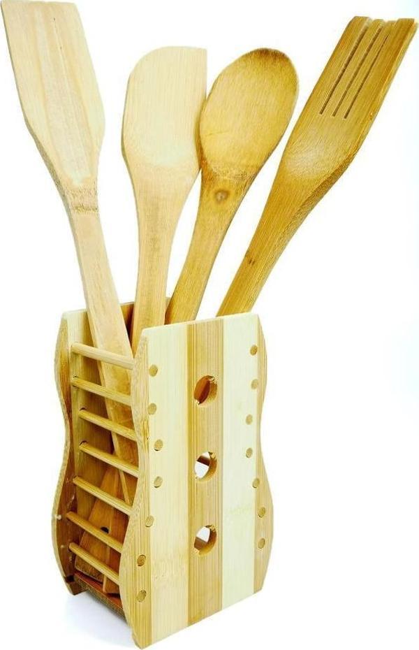 Ahşap Servis Kaşık Çatal Spatula Seti - Image 1