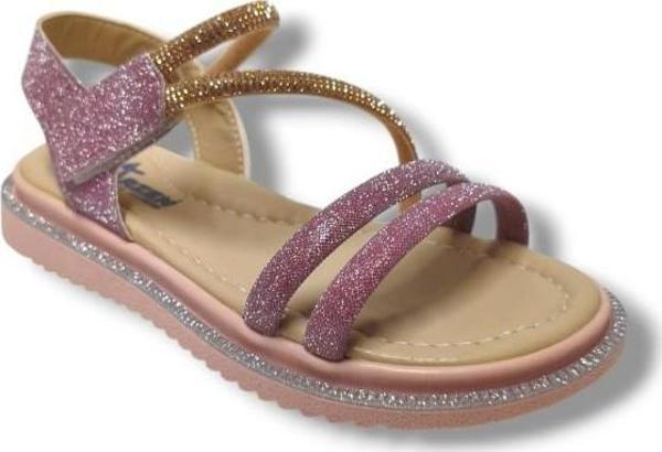Arzen Bebe 241-25 Anatomik Simli Taşlı Cırtlı Kız Çocuk Sandalet 31-36 - Image 1