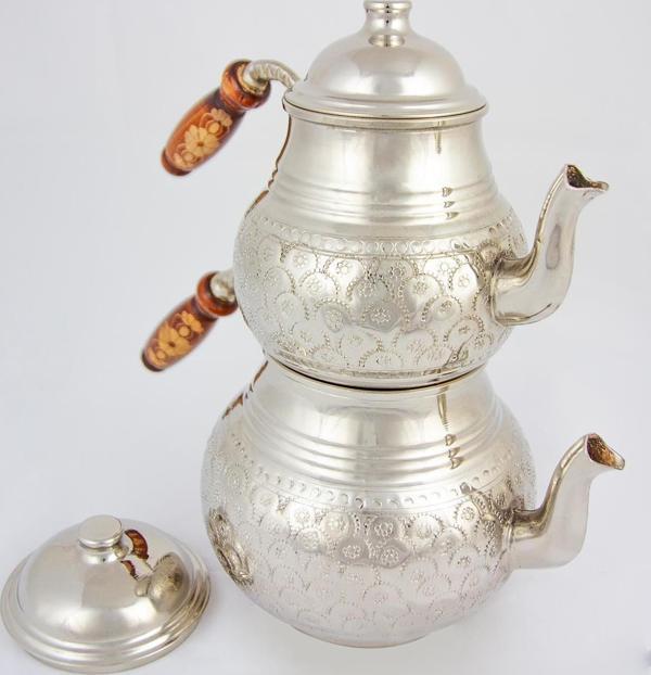 El İşlemeli Bakır Çaydanlık Büyük Boy - Image 1