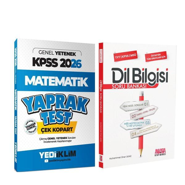 Yediiklim 2026 KPSS Matematik Çek Kopart Yaprak Test ve AKM Dil Bilgisi Soru Bankası Seti 2 Kitap - Yediiklim Yayınları - Image 1