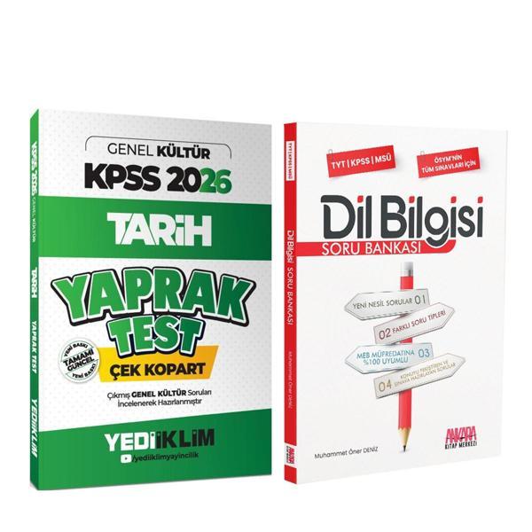 Yediiklim 2026 KPSS Tarih Çek Kopart Yaprak Test ve AKM Dil Bilgisi Soru Bankası Seti 2 Kitap - Yediiklim Yayınları - Image 1