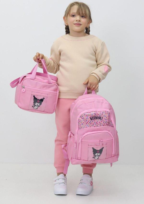 Kuromi 3'lü Çanta Seti Sırt Çantası Beslenme Çantası Kalemlik İlkokul Çantası Peluş Oyuncak Hediyeli - Image 1