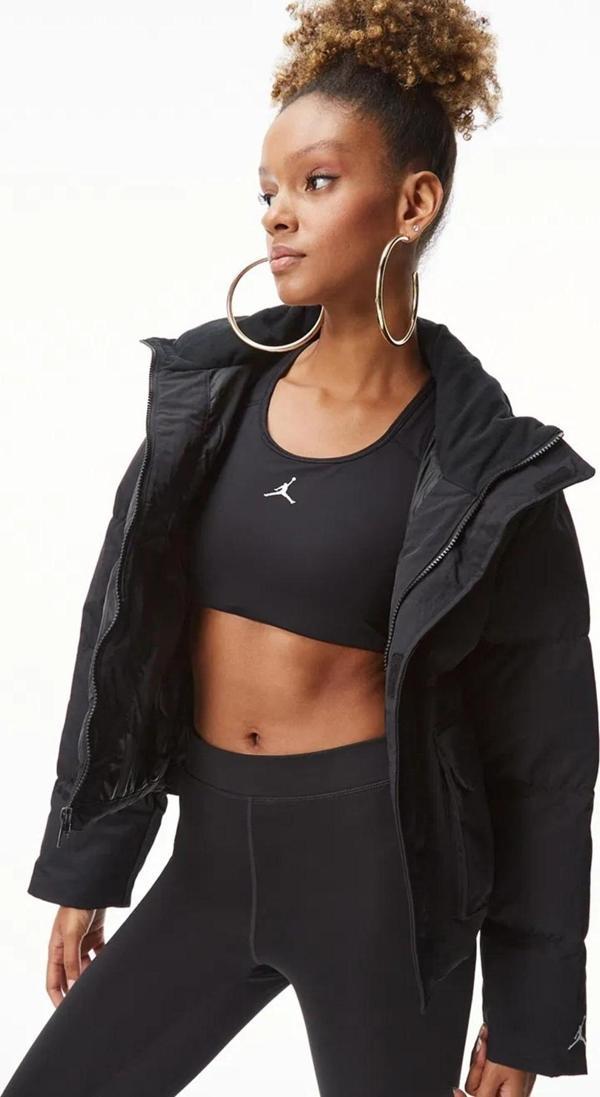 Nike Jordan Flight Oversize Women's Puffer Jacket Kadın Oversize Şişme Mont Siyah - Image 1
