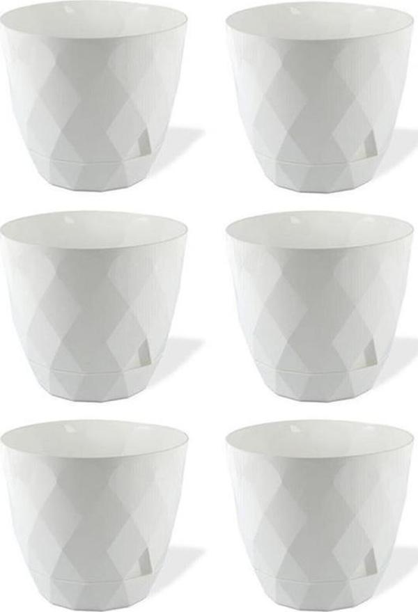 Omnipazar KRS-452 Yakamoz Tabaklı Plastik Saksı Takımı 1.3 Lt Beyaz 6 Adet - Image 1