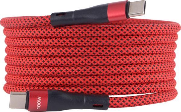 BMCC-06 Kirmizi USB-C-C Manyetik Kablo – 2 m, 100 W Süper Hızlı Şarj - Image 1