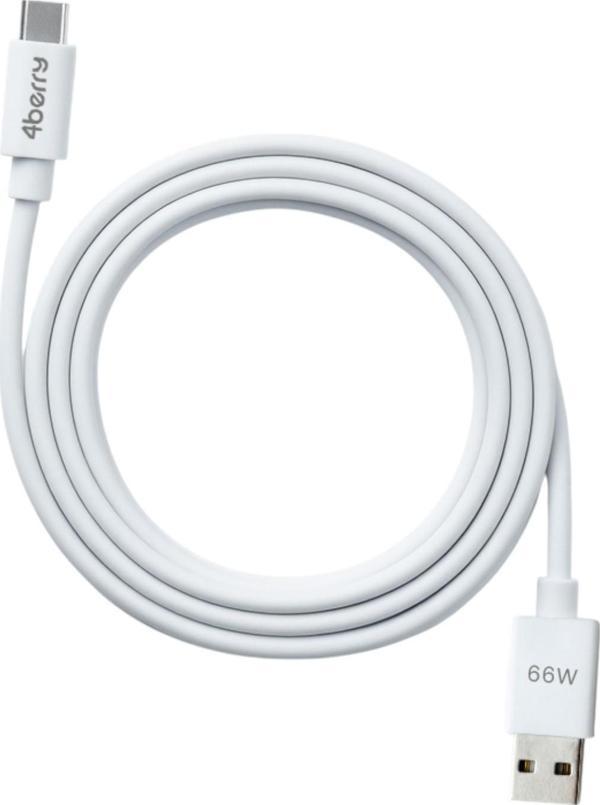ECO-ACT Beyaz USB-A-C Kablo – 1.2 m, 66 W Hızlı Şarj, Dayanıklı Plastik Yapı - Image 1