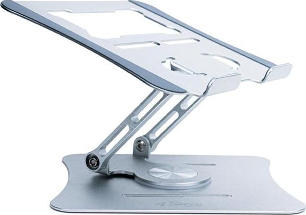 G68G Gri Notebook Standı – Metal, 360° Döner, Yükseklik & Açı Ayarlı Ergonomi - Image 1
