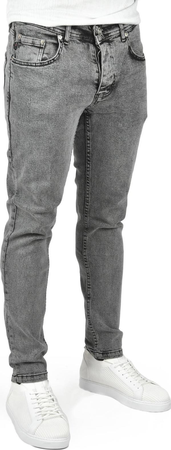DeepSEA Erkek Gri Lazerli Skinny Fit Likralı Jean Kot Pantolon 2407366 - Image 1