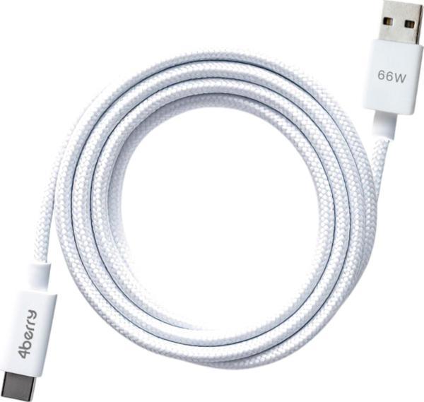 USB-A to Type-C Örgülü Süper Hızlı 66W Şarj Kablosu ve Veri Kablosu  BEYAZ - Image 1