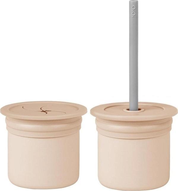 Eğitici Çocuk Oyuncak    Pipetli Silikon Bardak Seti Bubble Beige / Powder Grey - Image 1