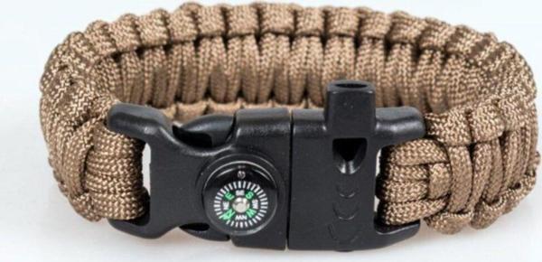 Leader Trade Paracord Avcı Bileklik Magnezyum Survivor Kibrit Ve Pusulalı Bileklik Çöl Rengi - Image 1