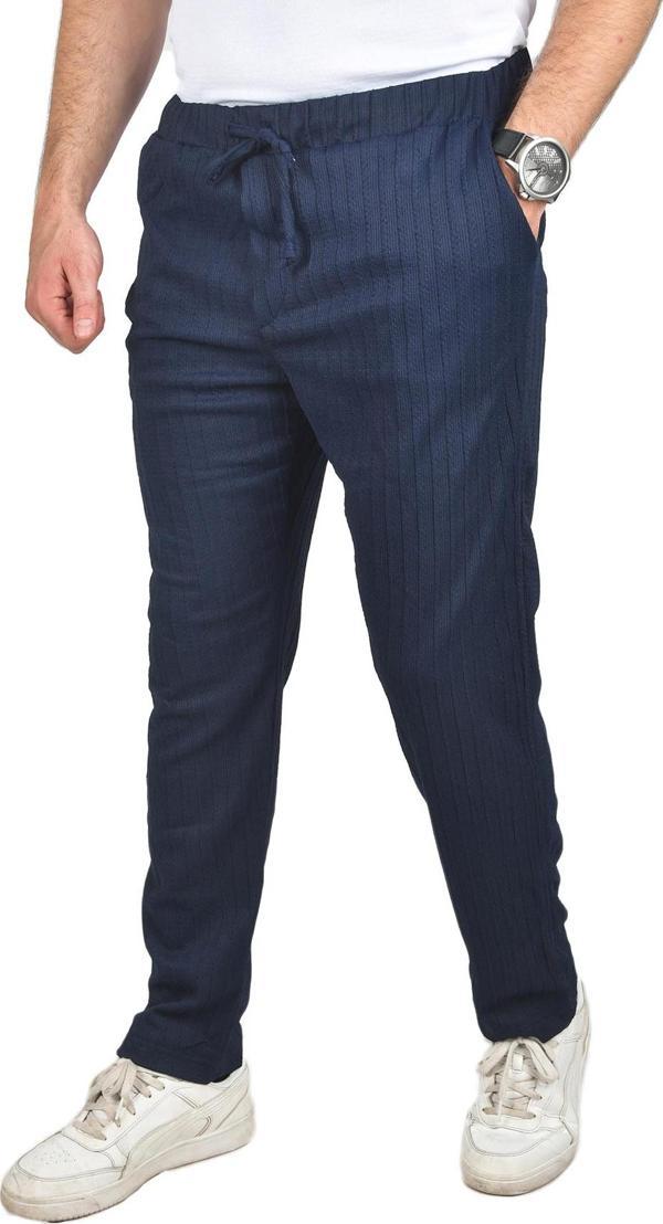 DeepSEA Erkek Lacivert Rahat Kesim Örme Kumaş Beli Lastikli İnce Spor Pantolon 2502216 - Image 1