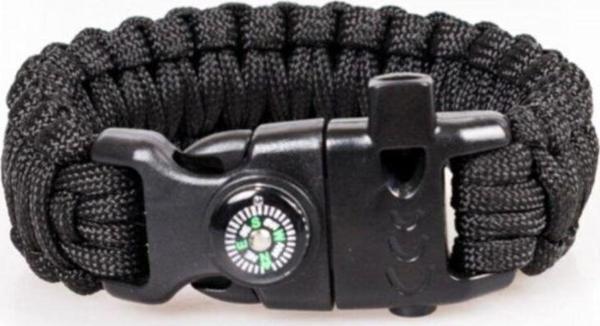 Safari Siyah Renk Tactikal Paracord Pusulalı Bileklik - Image 1