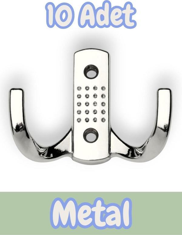 Noktalı Portmanto Vestiyer Duvar Dolap Elbise Askısı Krom Metal Mobilya Kapı Askılığı Askılık (10 Adet) - Image 1
