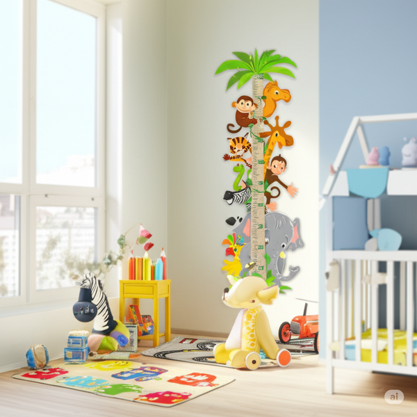 Kendinden Yapışkanlı Şeffaf  Sevimli Hayvan Temalı Boy Ölçer 100x35 cm Poster Afiş Duvar Sticker Kağıdı Çocuk Odası Kreş - Image 1