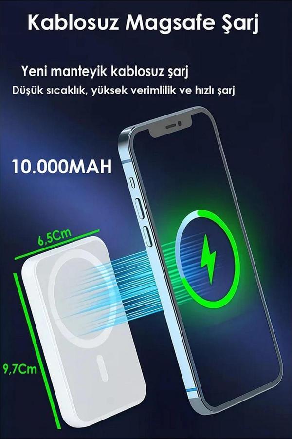 Magsafe 10000 Mah Powerbank Taşınabilir Kablosuz Şarj Cihazı Iphone Uyumlu Wireless - Image 1