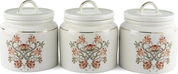 Mikasa Moor Mystic Floral 3lü Kavanoz Seti 13x14cm 500ml P366.106529 - Image 1