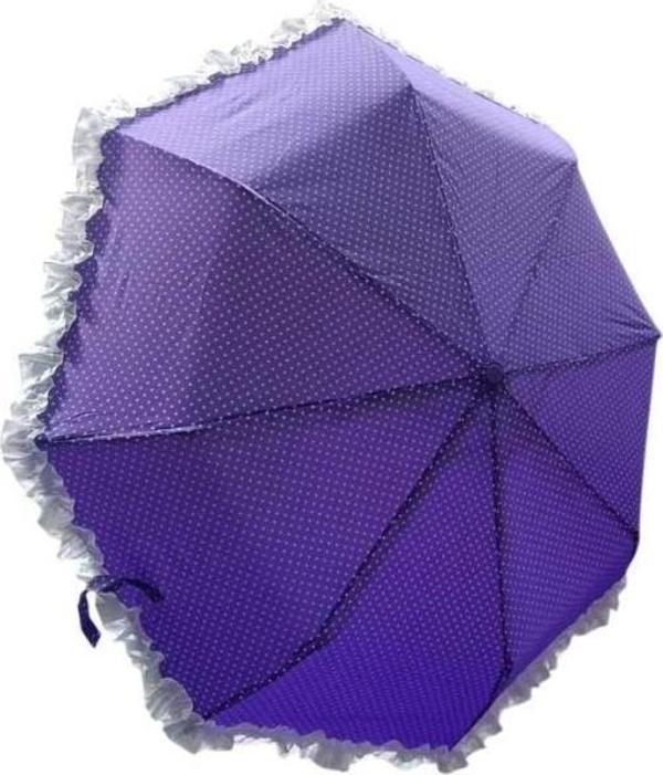 Katlanır Otomatik Şemsiye 8 Telli Fırfırlı Desenli Şık ve Kullanışlı - Image 1