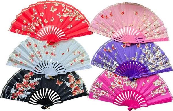 Plastik Kumaş Yelpaze 12 li Karışık OB-051 - Image 1