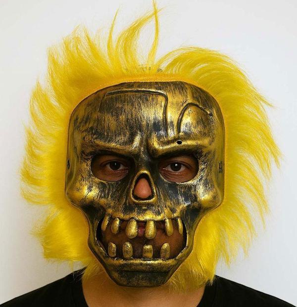 Wild Skull - Bakır Kafatası Sarı Saçlı İskelet Maske - Image 1