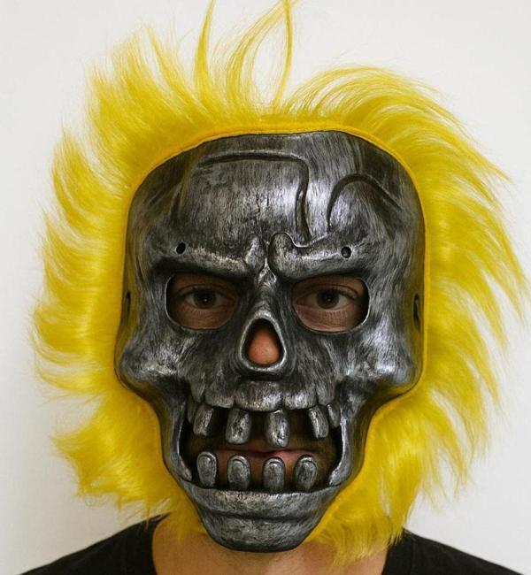 Wild Skull - Metalik Renk Kafatası Sarı Saçlı İskelet Maske - Image 1