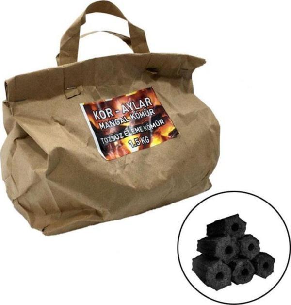 Abnturk 3 Adet Kor-Aylar Mangal Kömürü 1,5 Kg Tozsuz Eleme Kömür Barbekü Kömürü - Image 1