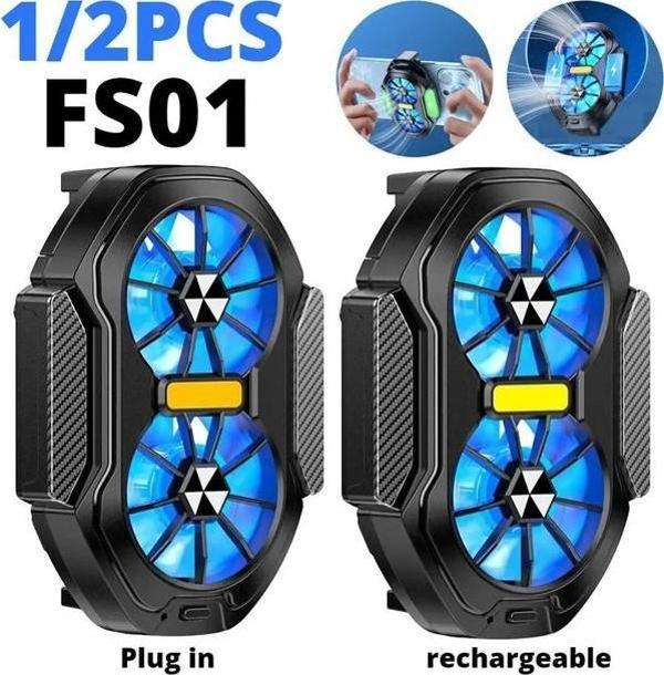 Cep Telefonu SoğutucuFS01 Çift Fan Şarj Edilebilir Uzun Ömürlü Güçlü Soğutma Hava Soğutma - Image 1