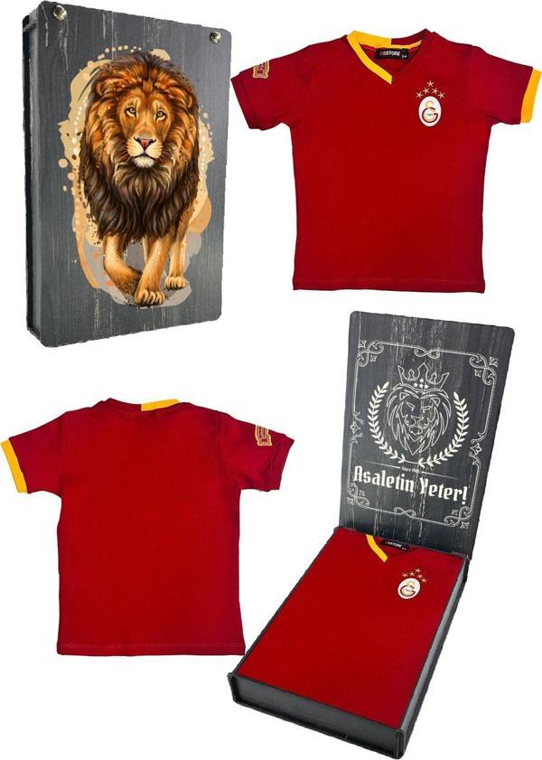 Galatasaray Orijinal Lisanslı 5 Yıldızlı Kırmızı Basic Çocuk T-shirt Gs Aslan Baskılı He - Image 1