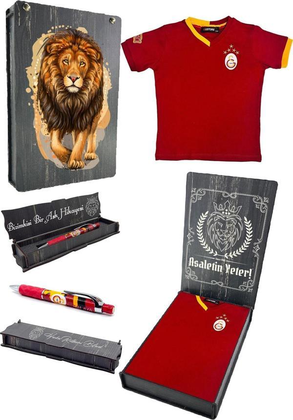 Galatasaray Orijinal Lisanslı 5 Yıldızlı Kırmızı Basic Çocuk T-shirt + Uçlu Kalem Set He - Image 1