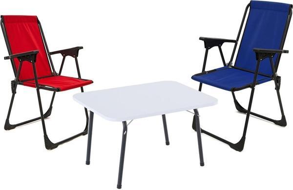 Exent 45x60 Katlanır Masa + 2 Adet Kamp Sandalyesi, Katlanır Sandalye, Çift dikişli 120 kg kapasiteli-KIR-LAC-BEY - Image 1