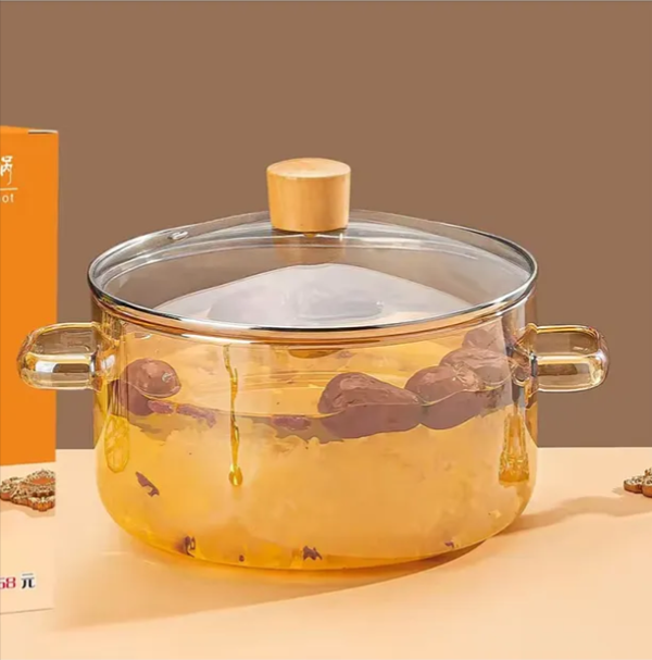 Borosilikat Cam Tencere Ocağa, Mikrodalgaya ve Seramik Isıtıcıya Konulabilir Büyük - Image 1