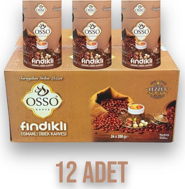 Osso 12'li Silindirli Fındıklı Osmanlı Dibek Kahvesi(12X200=2400gr) - Image 1