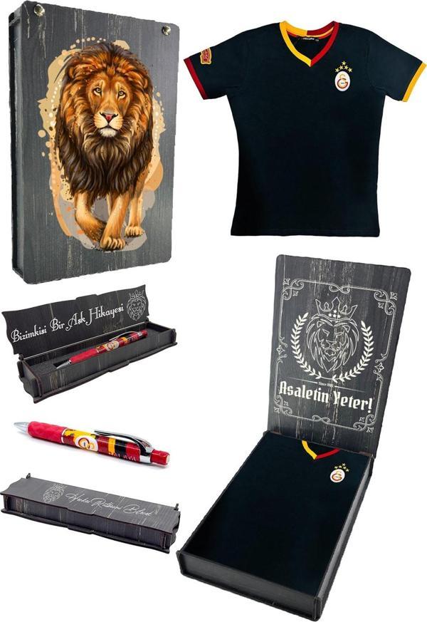 Galatasaray Orijinal Lisanslı 5 Yıldızlı Siyah Basic Çocuk T-shirt + Uçlu Kalem Set Hedi - Image 1