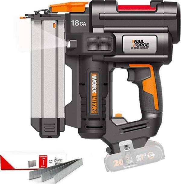 WORX WX842.9 20Volt 15-50mm Profesyonel Şarjlı Çivi Çakma Makinesi + 2700 Adet Yedek Çivi (Akü Dahil Değildir) - Image 1