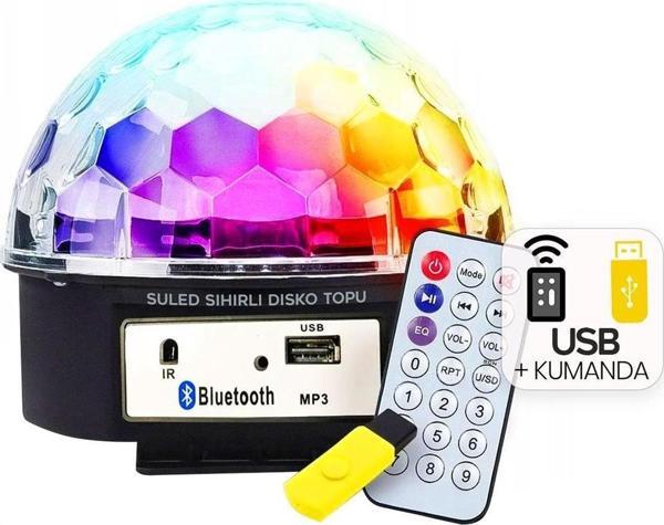 Ayt Ledx GM-0803B Sihirli Led Dönen Disko Topu Hoparlör Kablosuz USB Mp3 Bluetooth Kumandalı 360 Derece Gece Lambası - Image 1