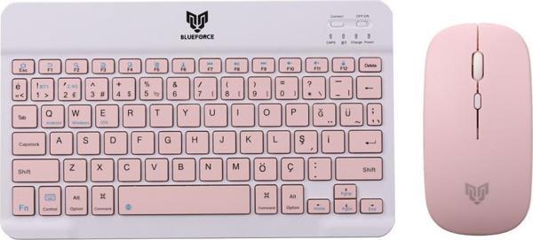 Blueforce KM-33 Wireless Bluetooth Kablosuz Klavye Mouse Set Pembe - Image 1