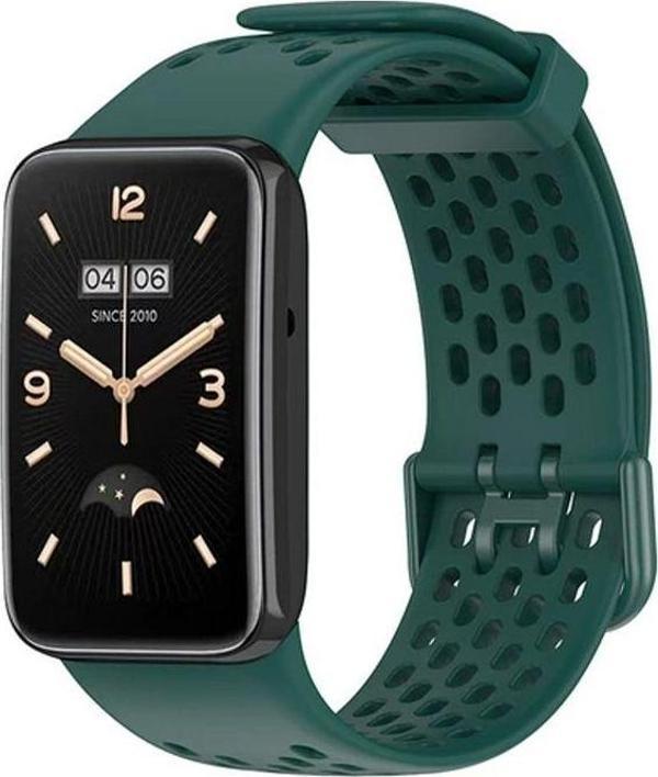 Mi Band 7 Pro Uyumlu Soft Silikon Saat Kayışı Aşınma Nefes Alabası Yedek Bant - Midnight Green - Image 1