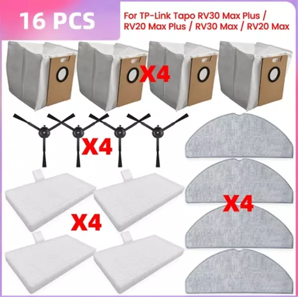  Tapo RV30 Max Plus / RV20 Max Plus / RV30 Max / RV20 Max Parçaları Toz Torbası Hepa Filtre Yan Fır - Image 1