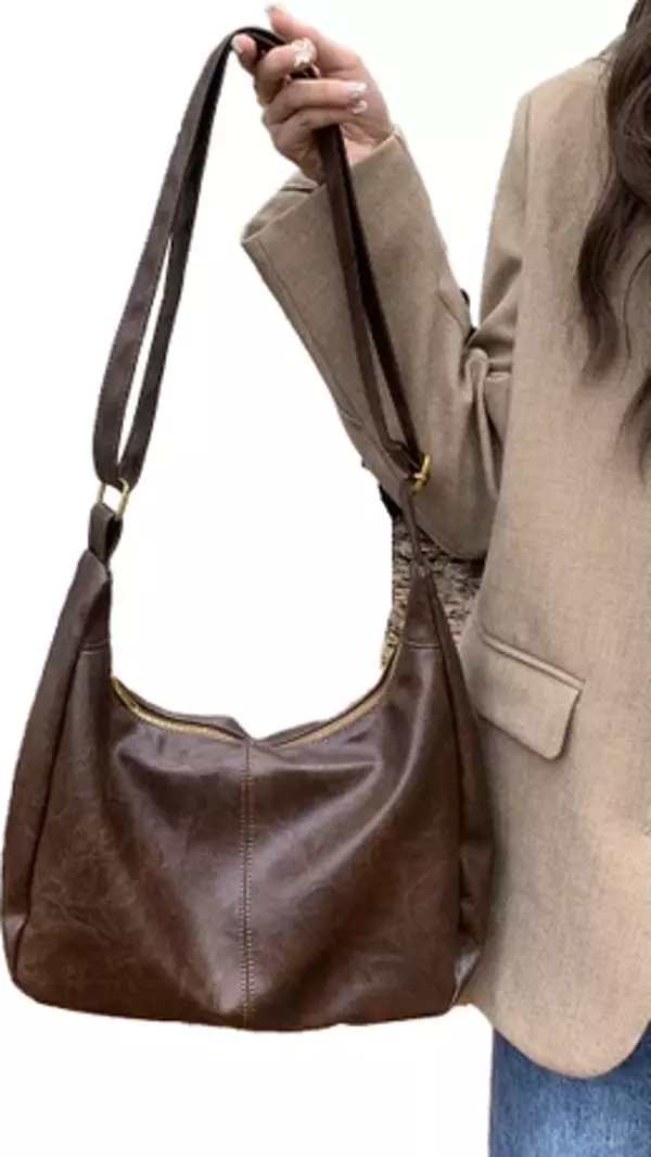 Shi Mei Maillard Retro Crossbody Çanta Kadın Çantası Çok Yönlü Büyük Kapasiteli Omuz Çantası  - Image 1