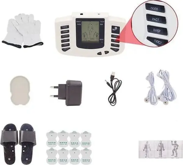 Elektrik Kasları Relax Stimülatörü Terapi, Masajı 16 Pedler Darbe Tens (Ingilizce Terlikler)  - Image 1